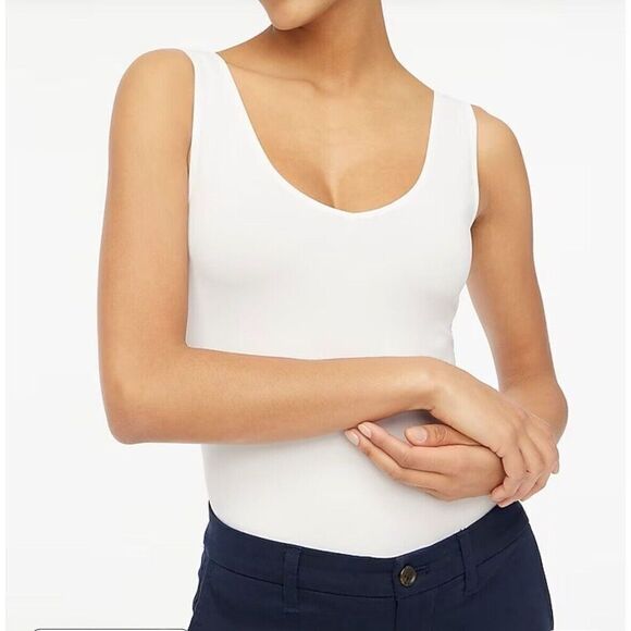 J.CREW Tank Top Women XXS Favorite Vintage Rib NEW Crisp White BH925 - Picture 1 of 12